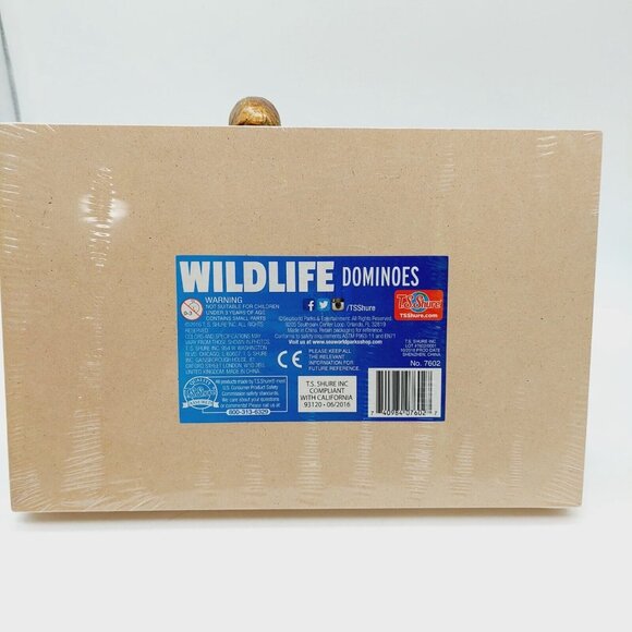Sea World Busch Gardens Wildlife Dominoes 28 Jumbo Domino Animals Wooden box NEW - Picture 2 of 2